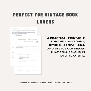 Useful Beauty: Kitchen Companion Checklist Printable PDF | Vintage Kitchen Shopping List & Condition Guide