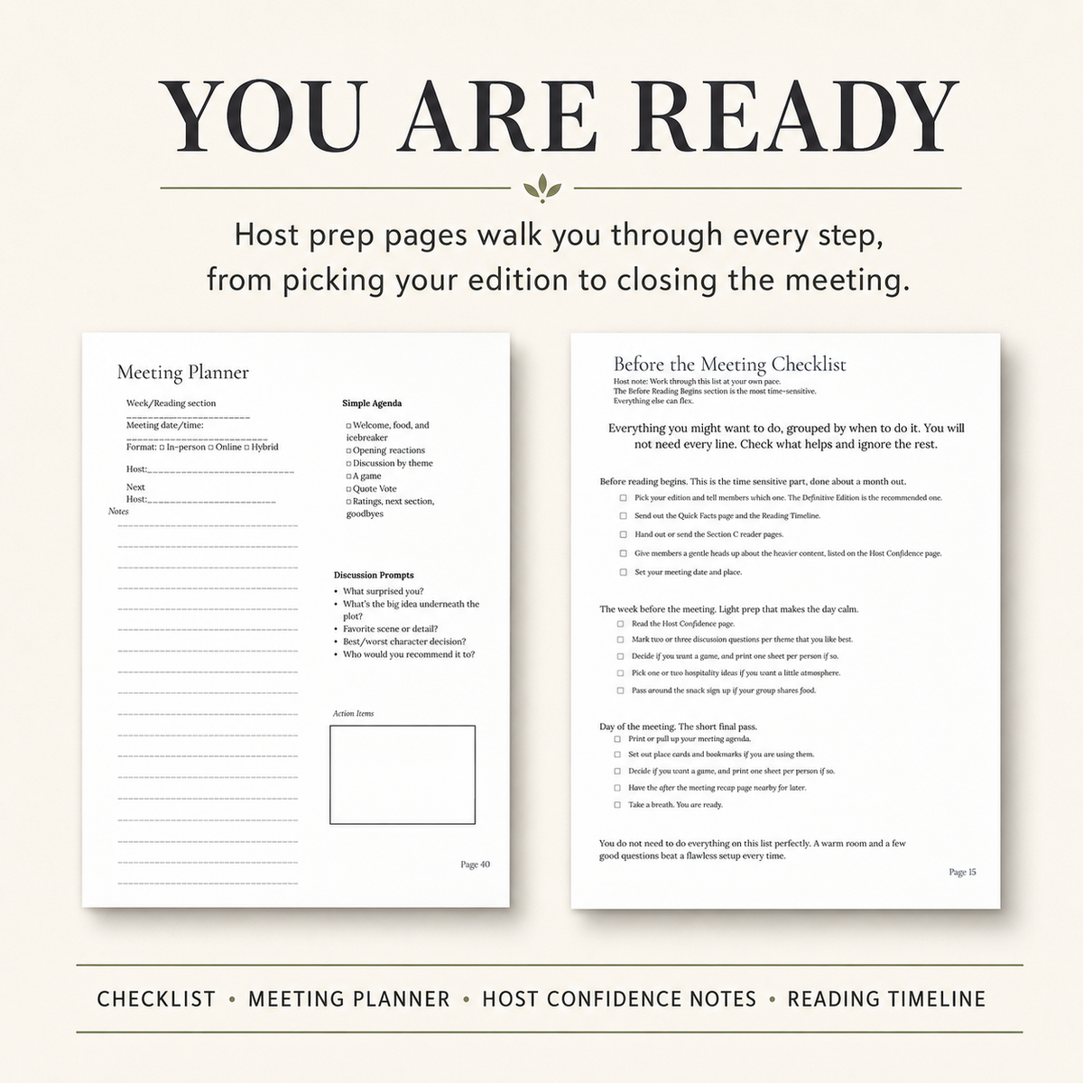 The Diary of a Young Girl Book Club Kit | 78-Page Printable PDF | Discussion Questions, Host Checklist, Games, and More | Color and Black and White Versions Included