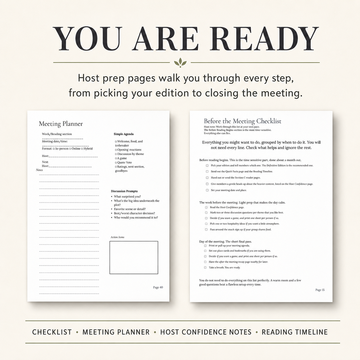 The Diary of a Young Girl Book Club Kit | 78-Page Printable PDF | Discussion Questions, Host Checklist, Games, and More | Color and Black and White Versions Included