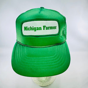 Michigan Farmer Trucker Hat Green Mesh Snapback Vintage