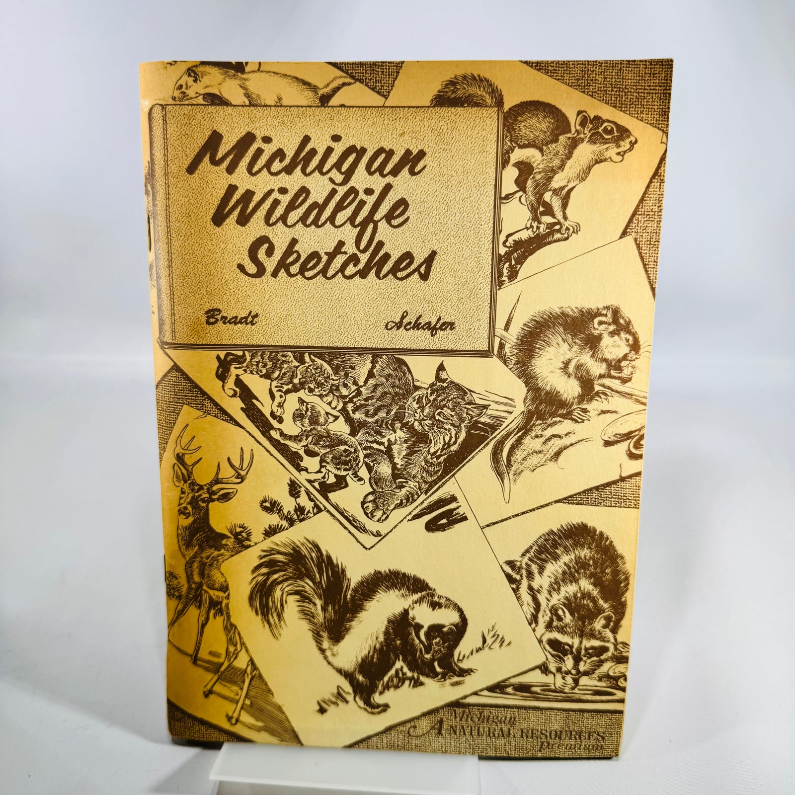 Michigan Wildlife Sketches 1972 G W Bradt Charles E Schafer DNR Native Mammals Illustrated Book