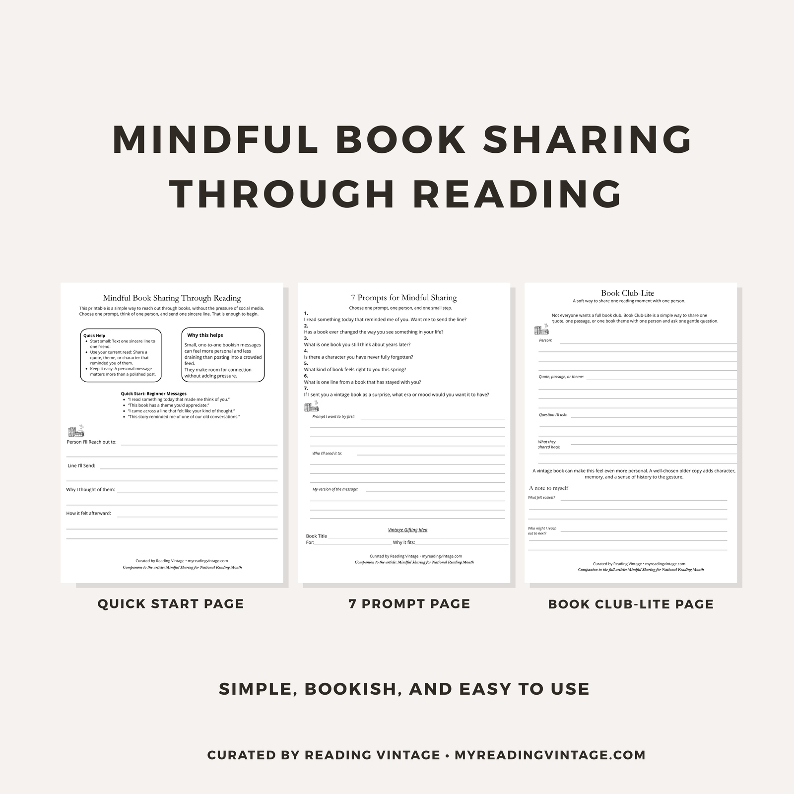 Mindful Book Sharing Through Reading Printable PDF