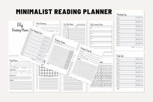 Minimalist Reading Planner Bundle – Letter Size PDF (Printable + Tablet Friendly)  Instant Digital Download | Free Shipping