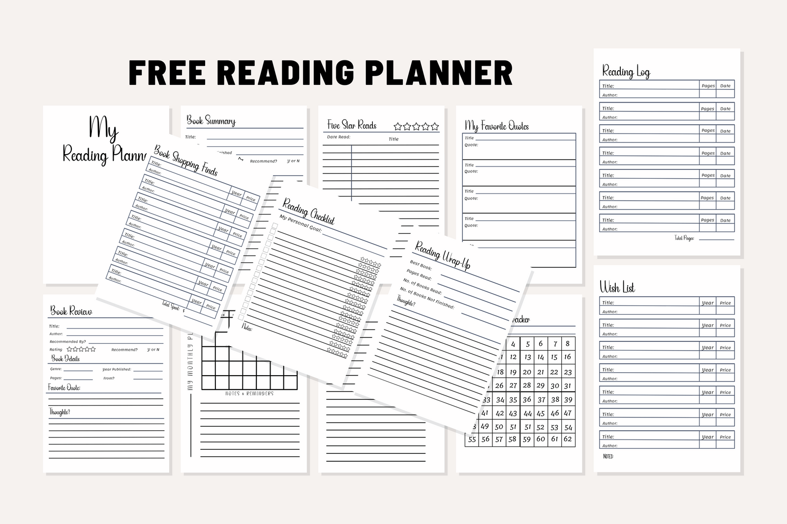 Reading Planner Cute Floral Printable Journal Templates Easy to Track -  Reading Vintage