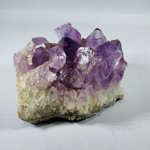 Natural Amethyst Cluster Specimen on Quartz Matrix, Hand-Sized Collector Piece