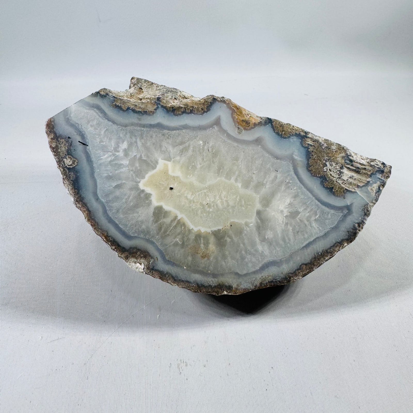 Natural Banded Agate Specimen, Polished Face, Hand-Sized Collector Piece