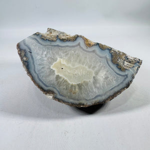 Natural Banded Agate Specimen, Polished Face, Hand-Sized Collector Piece