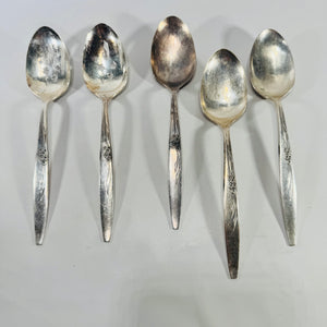Oneida Enchantment Gentle Rose Silverplate Serving Spoons Set of 5