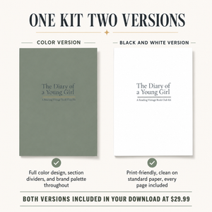 The Diary of a Young Girl Book Club Kit | 78-Page Printable PDF | Discussion Questions, Host Checklist, Games, and More | Color and Black and White Versions Included
