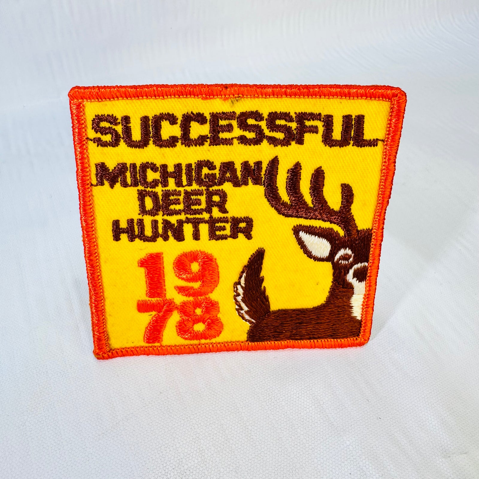 1978 Michigan DNR Successful Deer Hunter Patch Original Yellow Orange Deer