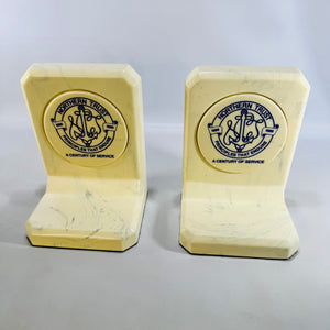Northern Trust Bookends 1989 Century of Service Anchor Faux Marble Corporate Banking Pair