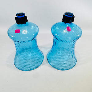 HOMCO Home Interiors Blue Glass Peg Votive Pair Made in Mexico