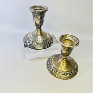 Towle 6020 Sterling Candlesticks Pair, Chippendale Style