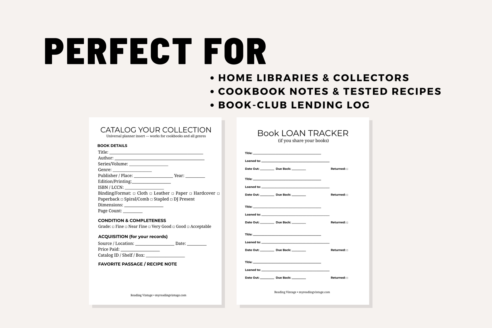 Catalog Your Collection + Loan Tracker — Printable PDF (Letter Goodnotes-Ready)