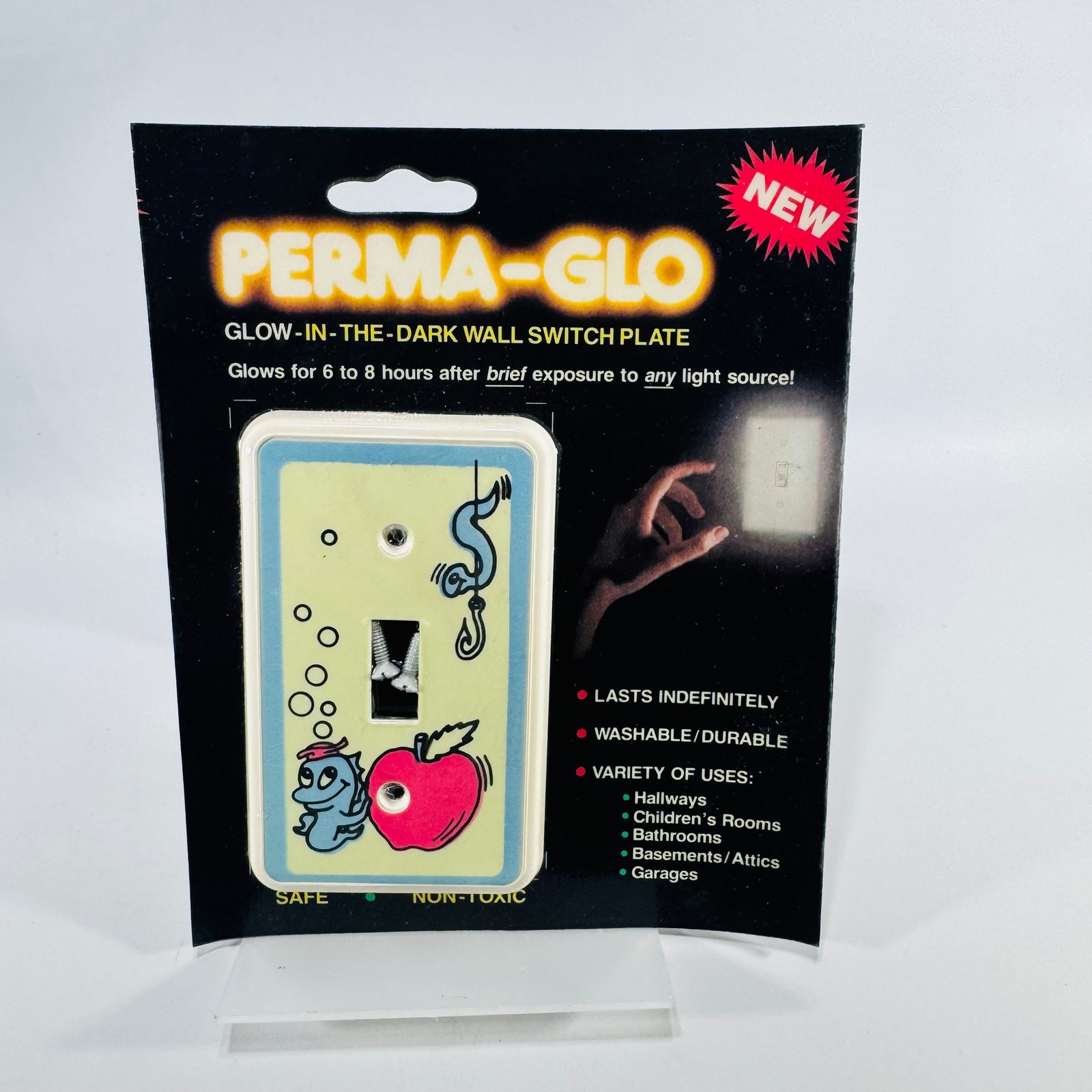 Perma-Glo PG 101 Glow-in-the-Dark Switch Plate 1985 Apple Fish