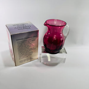 Pilgrim Cranberry Glass Mini Pitcher Hand Blown Creamer with Original Box