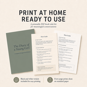 The Diary of a Young Girl Book Club Kit | 78-Page Printable PDF | Discussion Questions, Host Checklist, Games, and More | Color and Black and White Versions Included