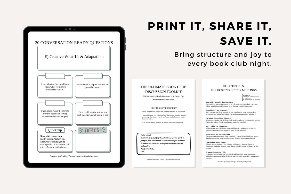 Ultimate Book Club Discussion Toolkit (Printable PDF) – 20 Questions + 10 Tips | Reading Guide