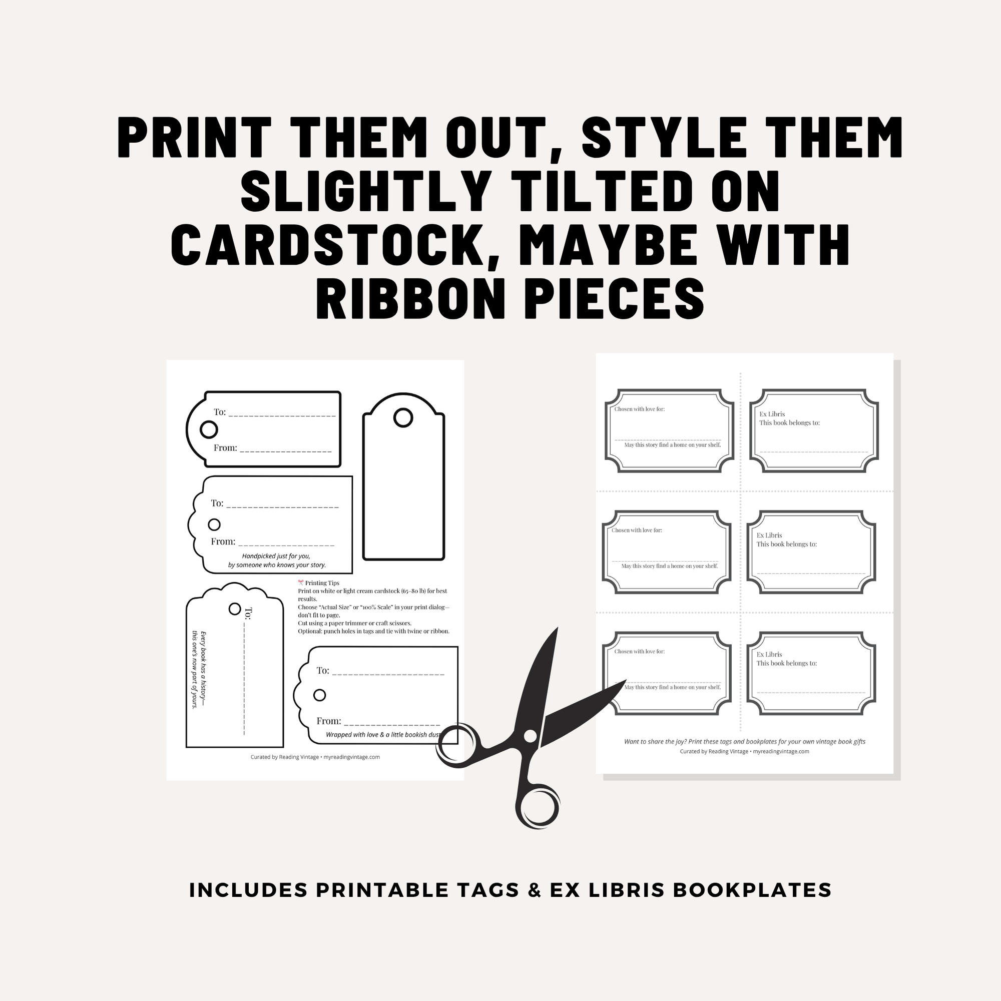 Vintage Book Gift Guide – Printable Tags, Bookplates & Checklist (Digital Download)