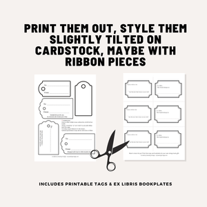 Vintage Book Gift Guide – Printable Tags, Bookplates & Checklist (Digital Download)