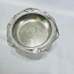European 95% Pewter Dish 5 Inch Scalloped Floral Rim Vintage Table Bowl
