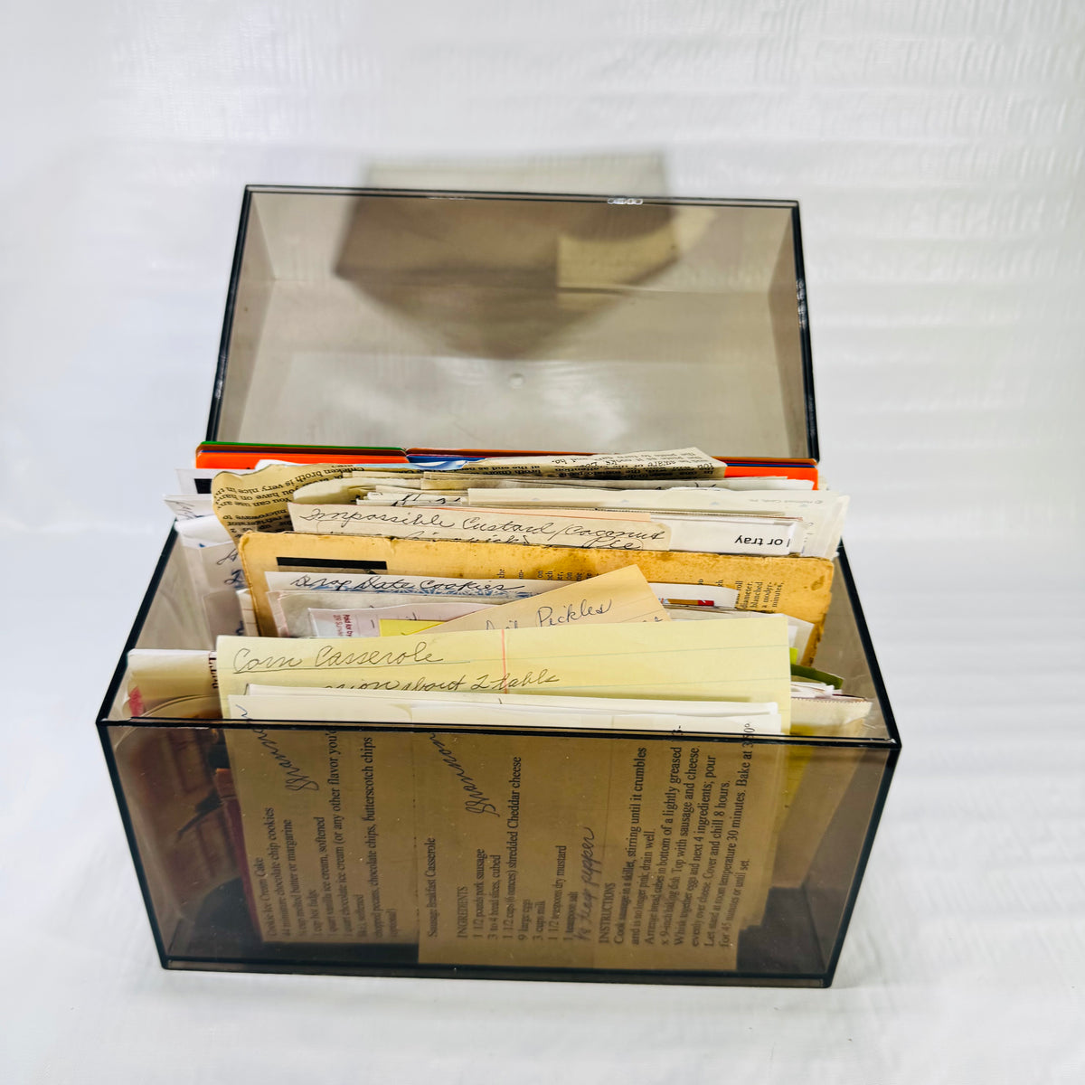 Filled Recipe Box Handwritten Recipes Clippings and Dividers