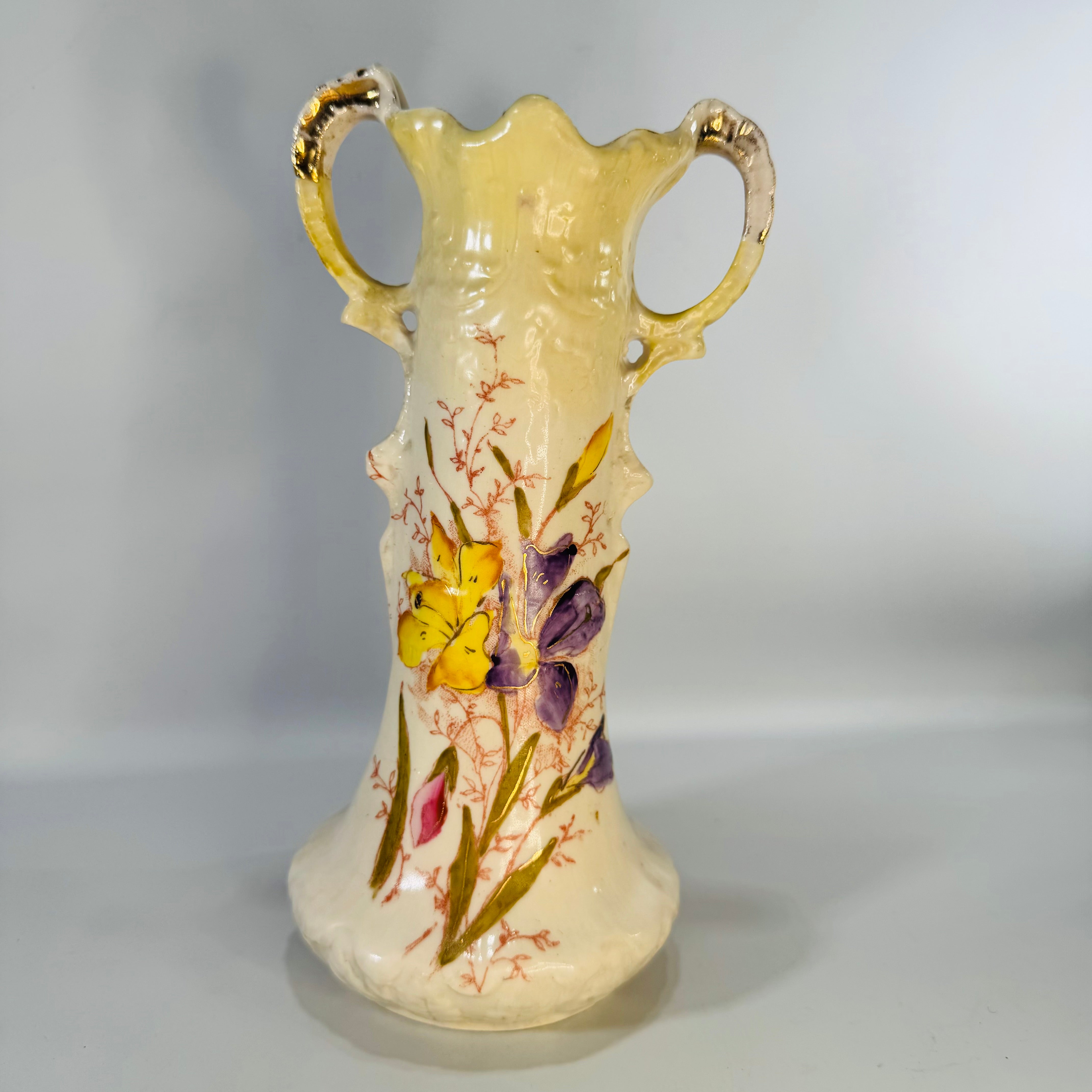 Robert Hanke Austria Vase Antique Floral Porcelain - Reading Vintage
