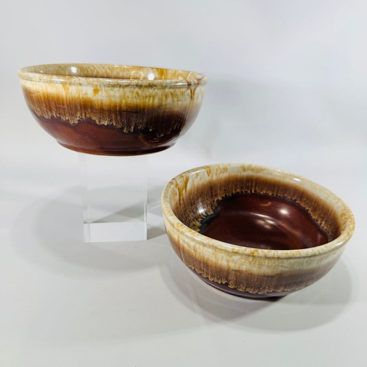 Kathy Kale McCoy Brown Drip Bowls Set of 2 1960s