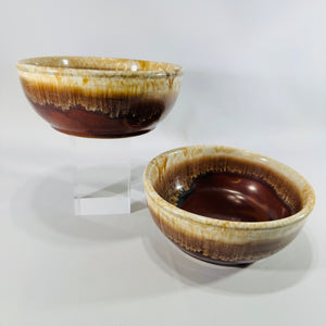 Kathy Kale McCoy Brown Drip Bowls Set of 2 1960s