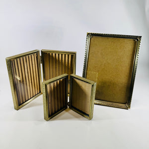 Vintage Gold Tone Picture Frame Set of 3 Bifold Easel Back