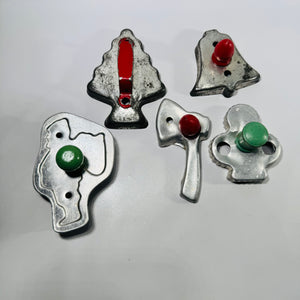 Set of 5 Vintage Aluminum Christmas Cookie Cutters 1930s to 1950s