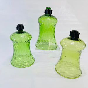 Homco Avocado Green Glass Peg Votive Holders Set of 3