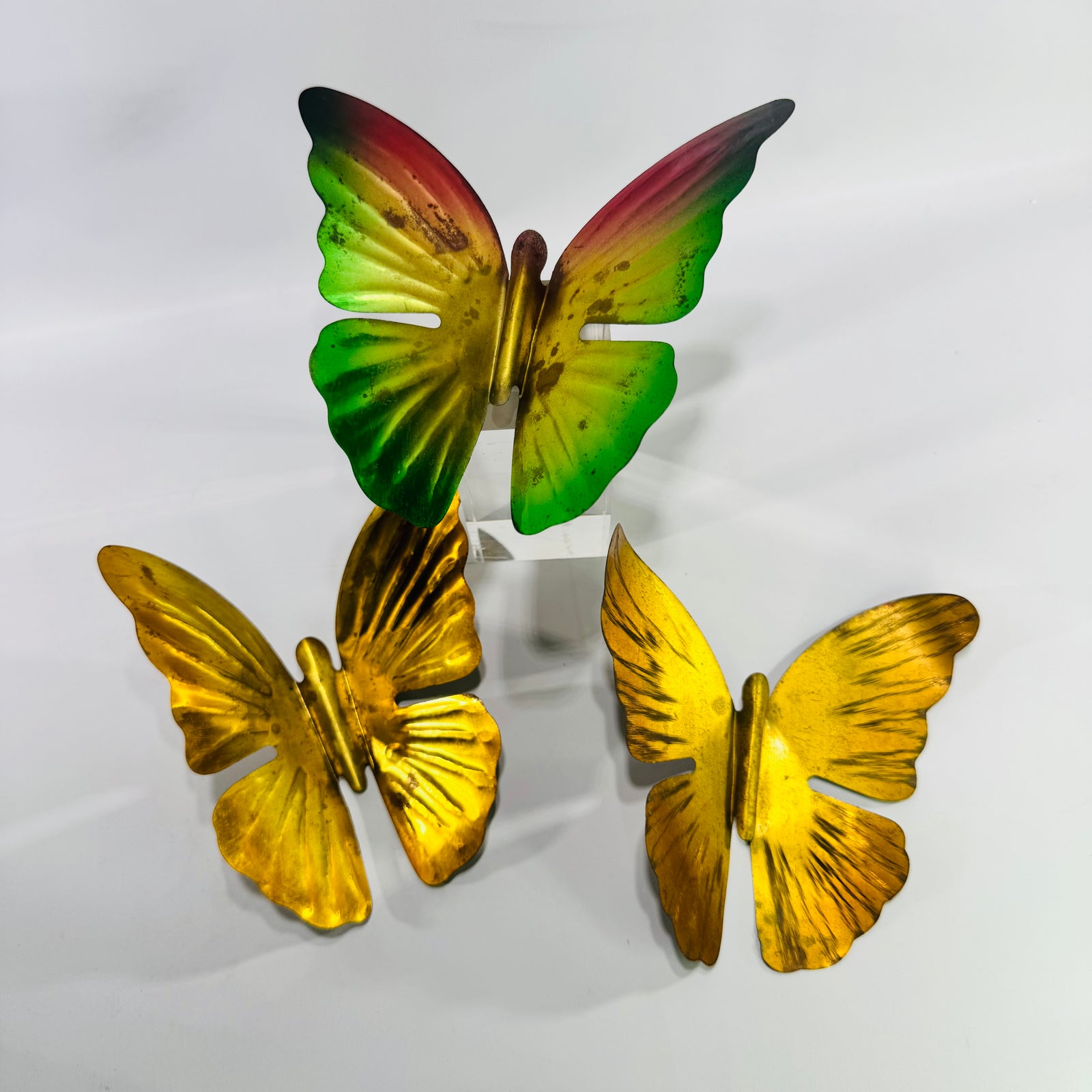 Vintage Homco Metal Butterfly Wall Decor Set of 3 Brass Tone 1970s Home Interiors Wall Hangings MCM Boho Decor