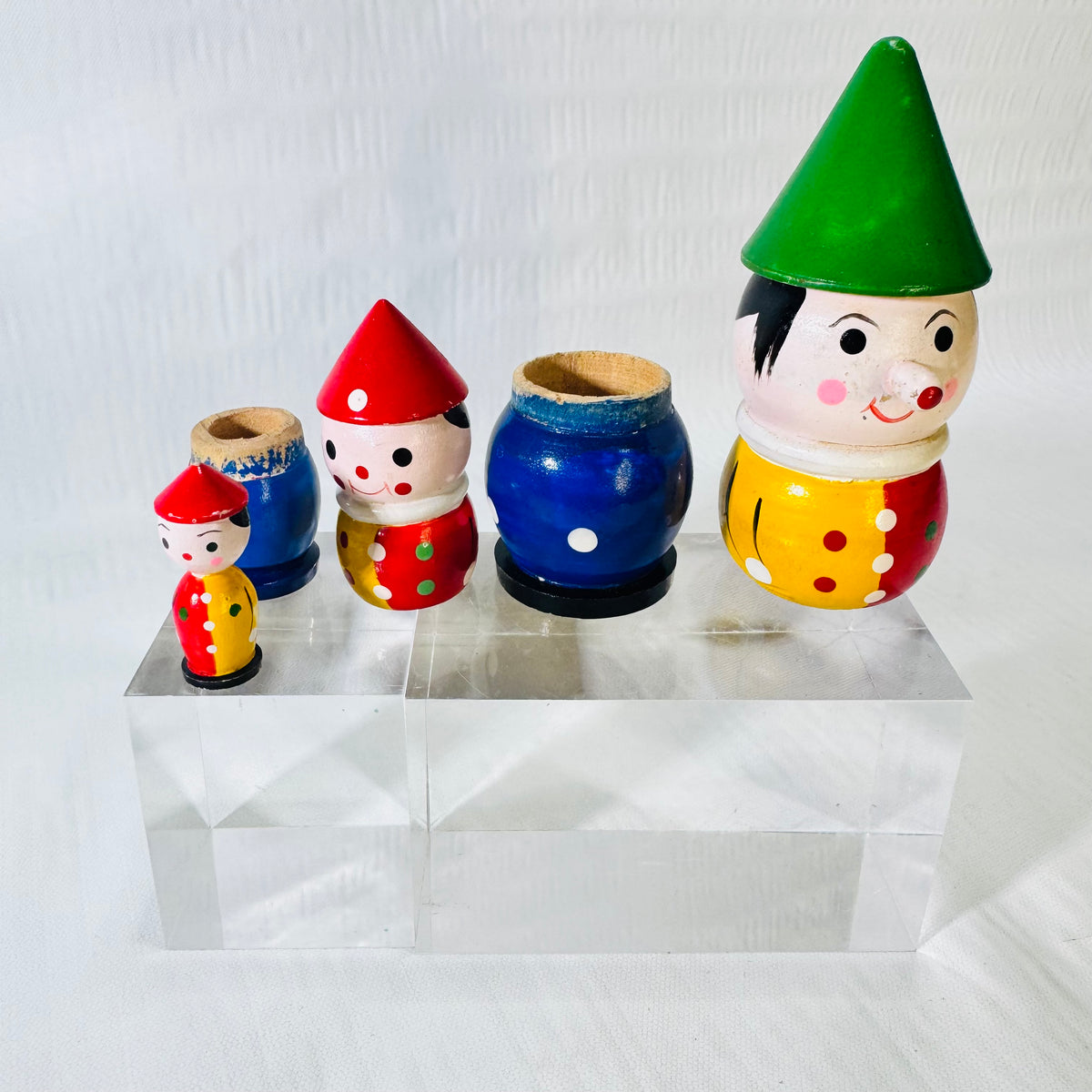 Shackman Pinocchio Wooden Figurine Made in Korea Colorful Vintage Nursery Toy