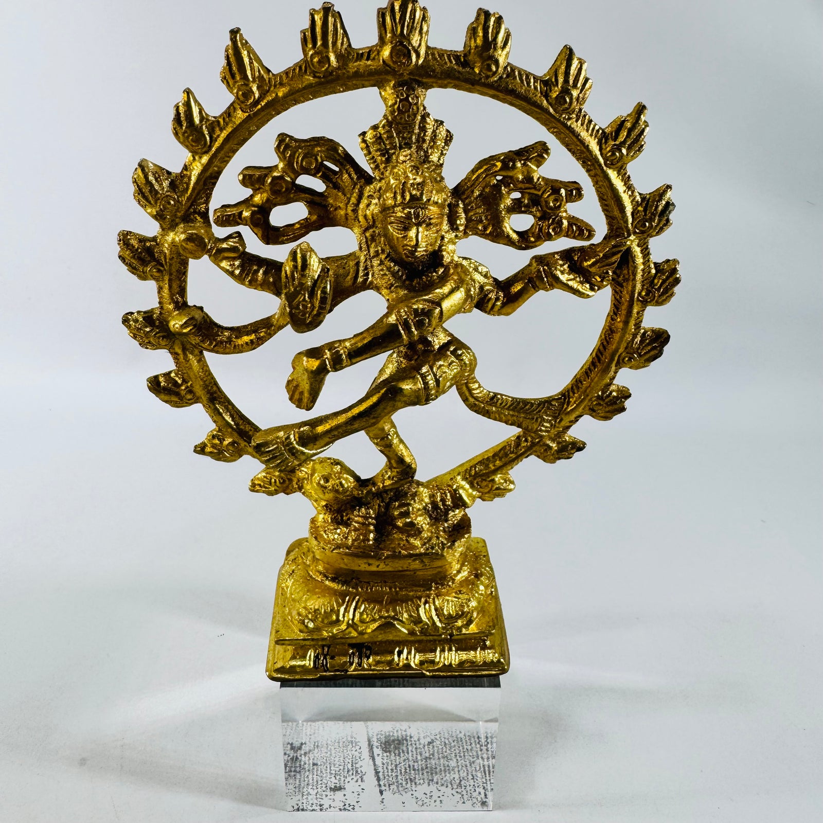 Shiva Nataraja Dancing Statue Gold Tone Metal 6 Inch