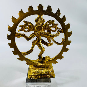 Shiva Nataraja Dancing Statue Gold Tone Metal 6 Inch
