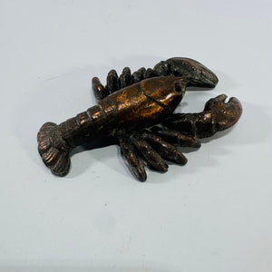 Vintage Brass Lobster Figurine Paperweight Belt Buckle Style Coastal Desk Decor Dark Patina Crab Crawfish Figure 4x3.5