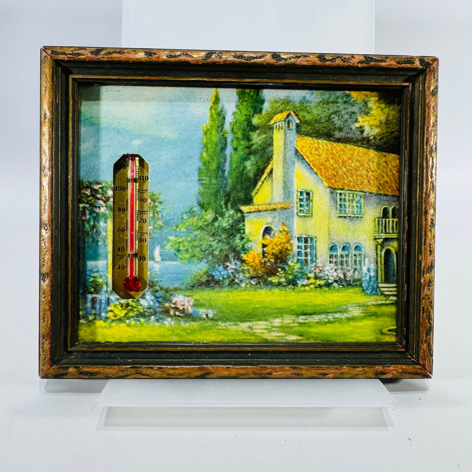 Vintage Framed Advertising Thermometer Joyner Coal & Coke Saginaw MI Cottage Picture 6x5 Wall Decor Nonworking