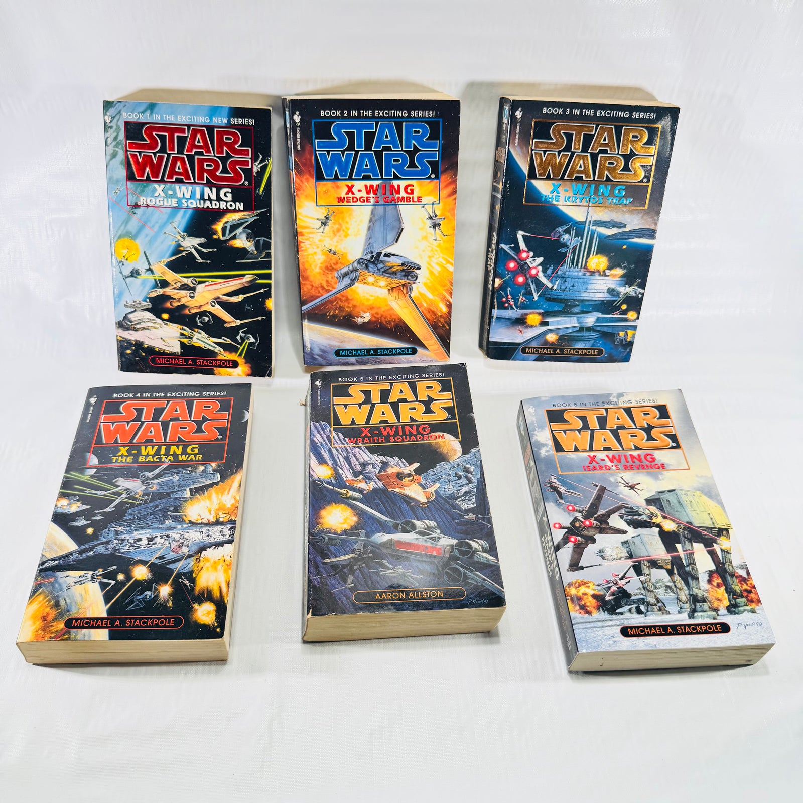 Star Wars X-Wing Books 1-5 and 8 Paperback Bundle Stackpole Allston 1990s Bantam Spectra