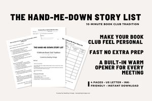 The Hand-Me-Down Story List | 10-Minute Book Club Tradition (Printable PDF)
