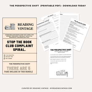 Printable PDF book club discussion game The Perspective Shift Draft host guide player sheet vote and wrap-up pages