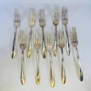 Tudor Plate Oneida Queen Bess II Dinner Forks Lot of 10 Silverplate