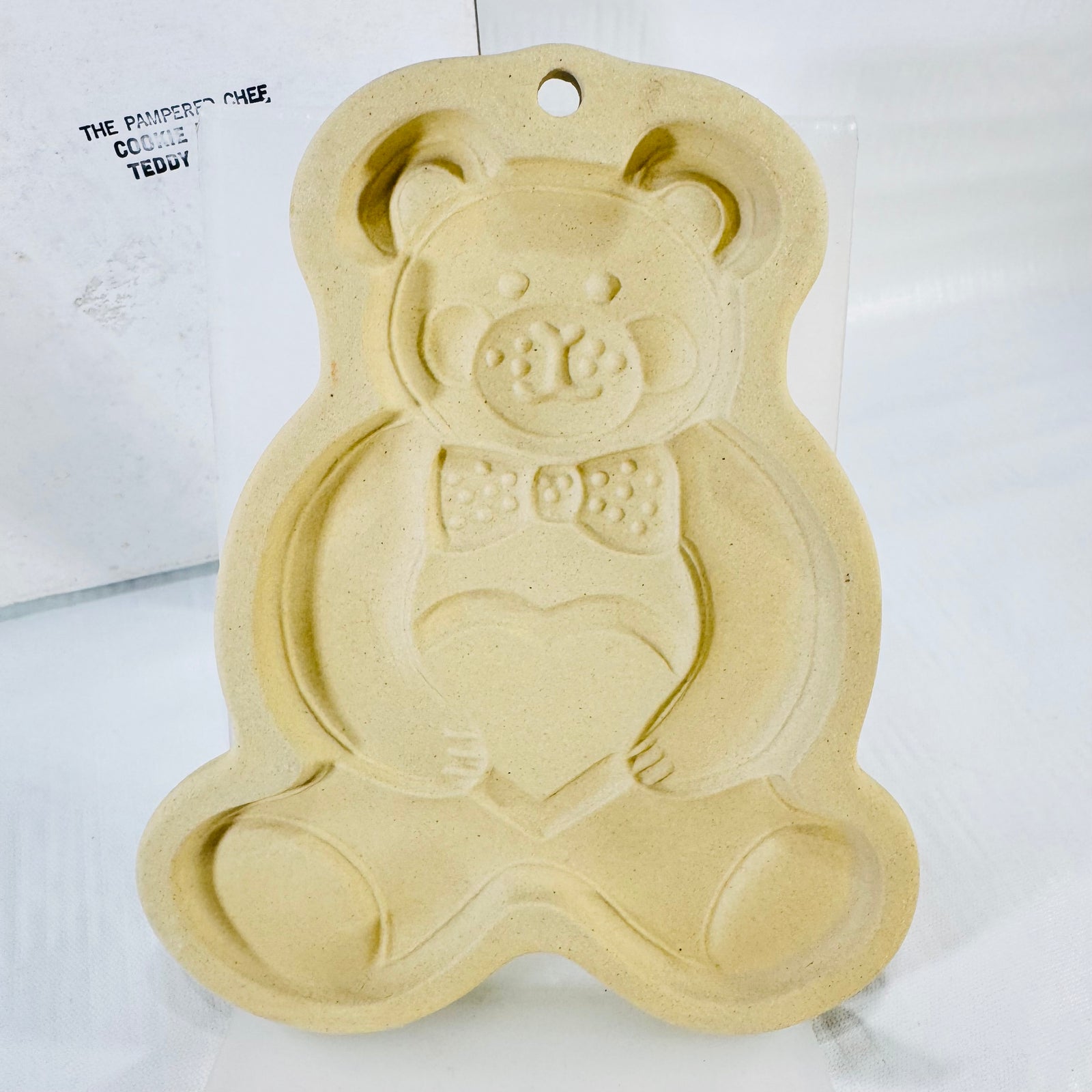 Pampered Chef Teddy Bear Cookie Mold 1991 Stoneware USA with Box