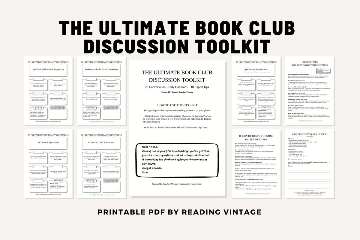 Ultimate Book Club Discussion Toolkit (Printable PDF) – 20 Questions + 10 Tips | Reading Guide