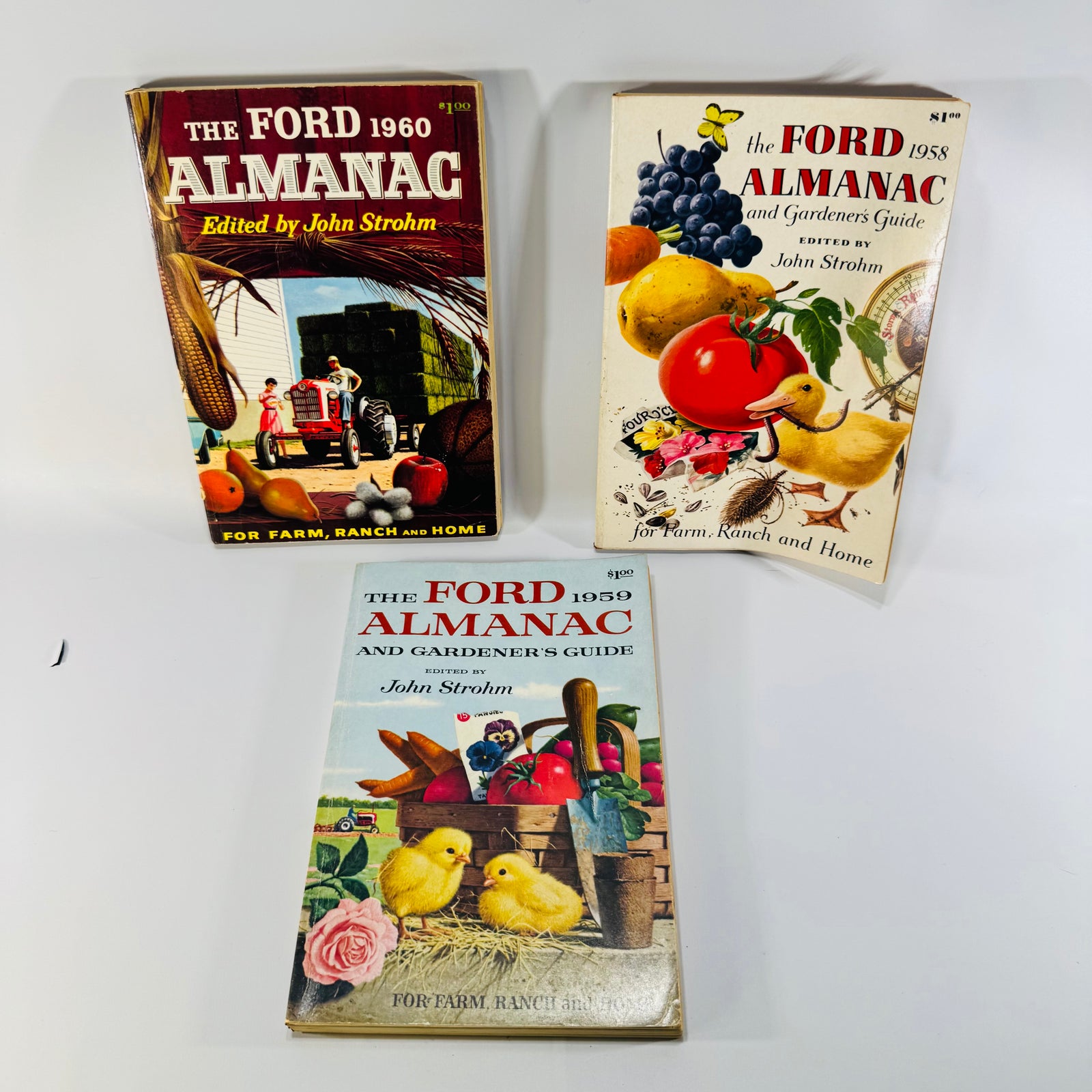 The Ford 1958 Almanac and Gardener's Guide 1959 1960 John Strohm 3 Book Lot Farm Ranch Home