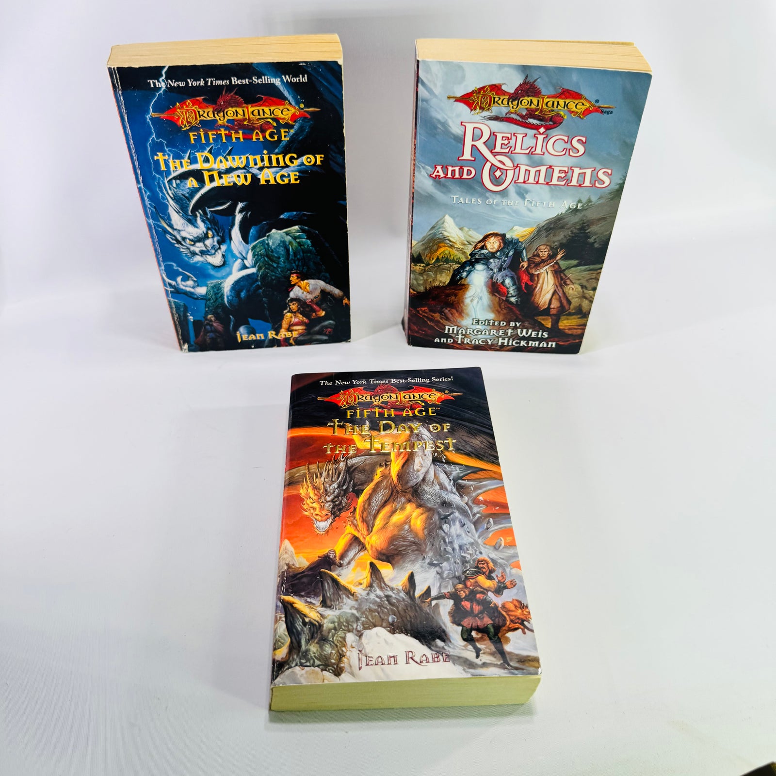 Dragonlance Fifth Age Book Lot Jean Rabe Relics and Omens TSR Fantasy Paperbacks Bundle