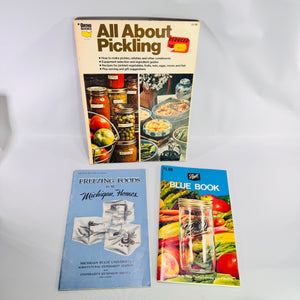 Vintage Home Canning Book Bundle Ball Blue Book No. 29 Ortho All About Pickling & Michigan Freezing Foods