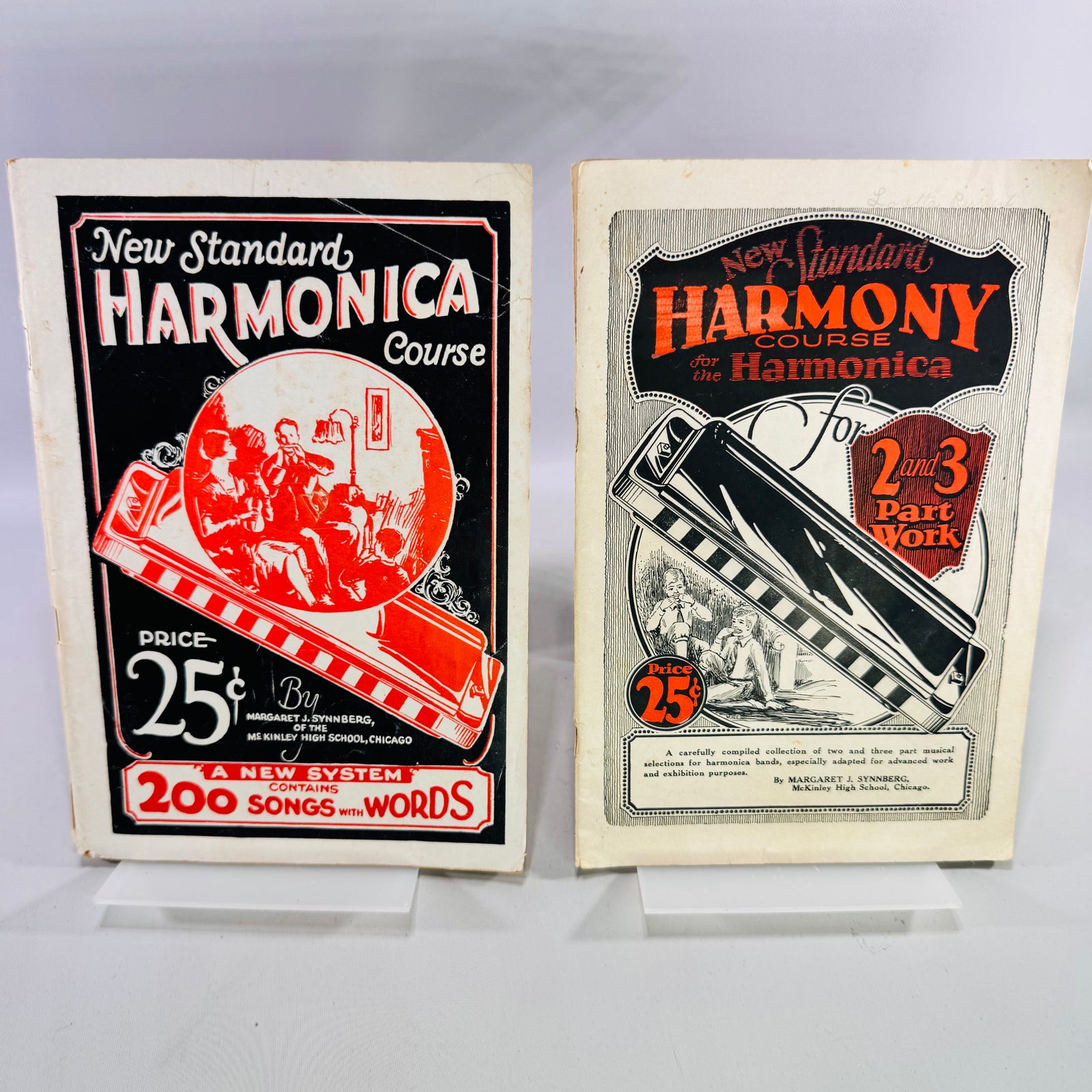 1927 Harmonica Instruction Book Bundle New Standard Course and Harmony Two and Three Part Music