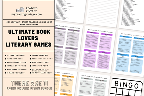 Ultimate Book Lover’s Game Pack (5 Printable Book Club Games) – Digital Download PDF