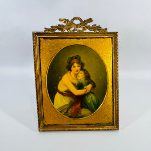 Vintage Framed Print Mother and Child Gold Easel Frame Vigée Le Brun Reproduction